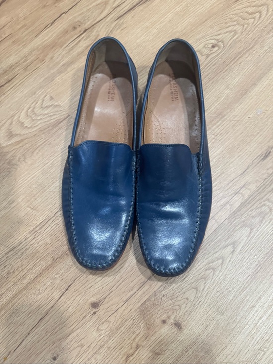 Florsheim Navy Leather Moc Toe Slip-Ons Sz:13 main image 6